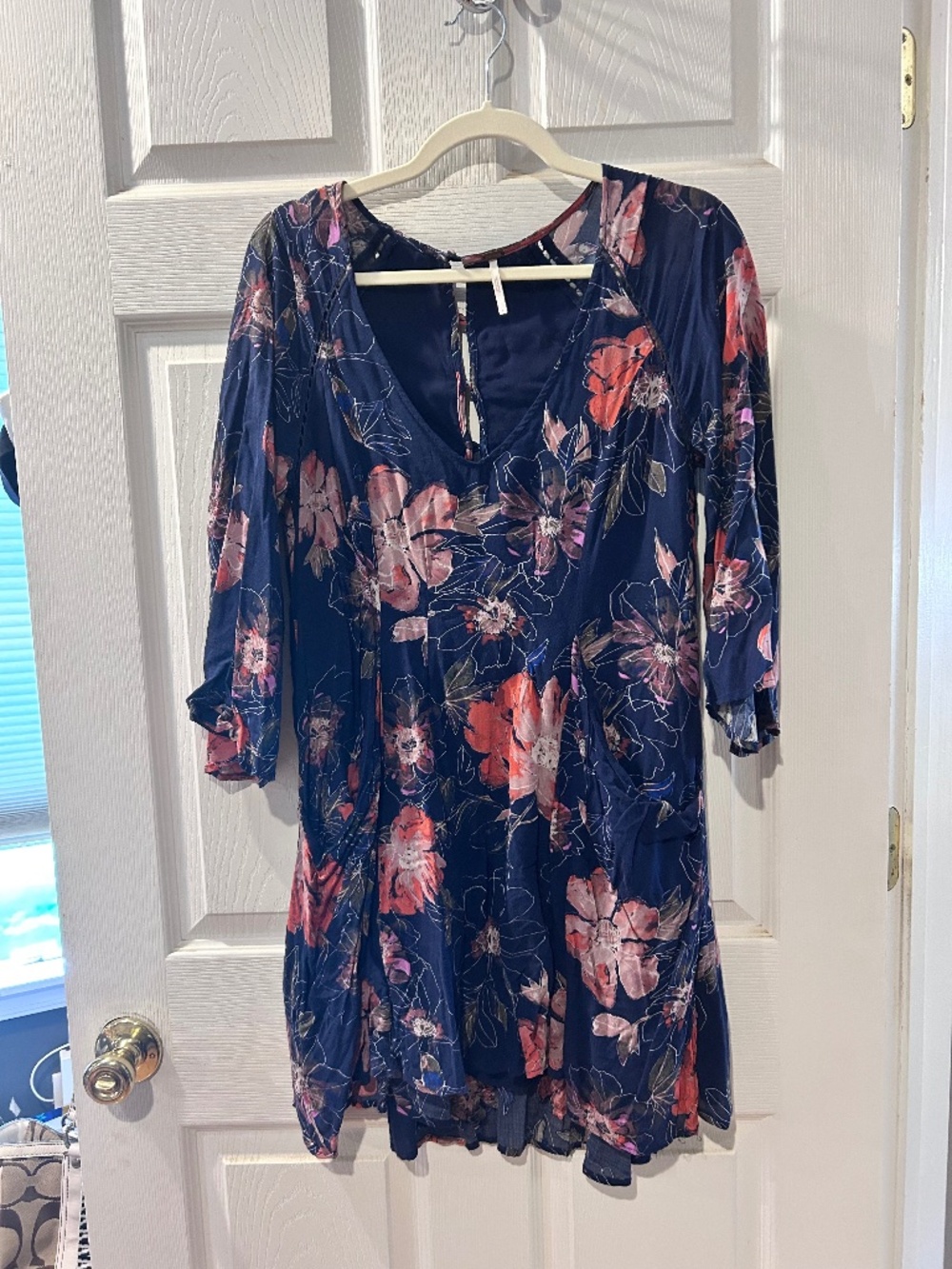 Free People Navy Floral Boho Dress Size 4